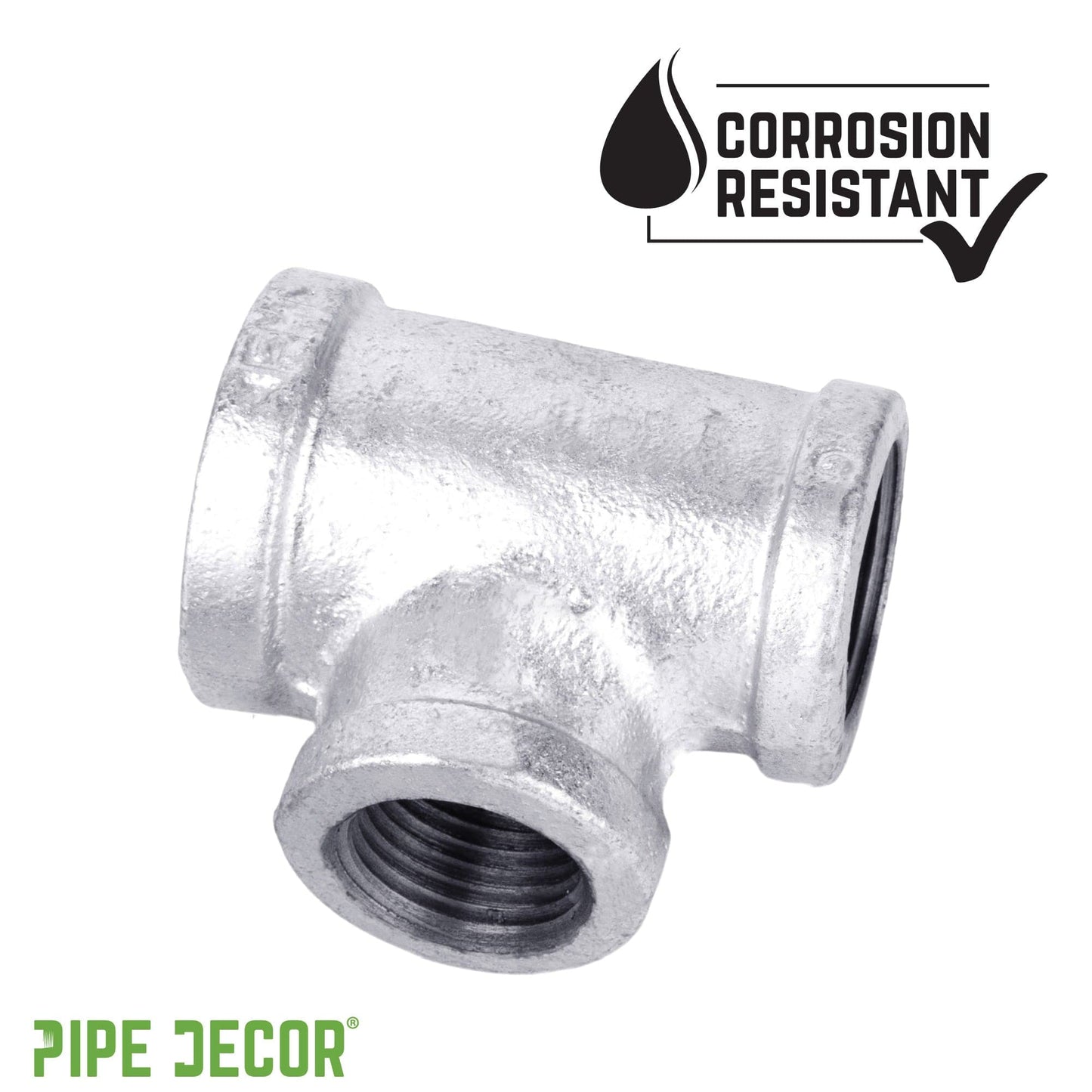 1 in. x 3/4 in. x 1 in. Galvanized Reducing Tee PIPE DECOR