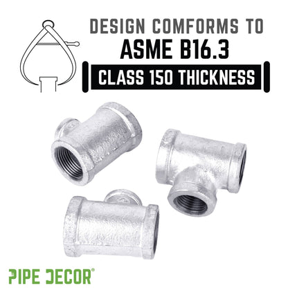 1 in. x 3/4 in. x 3/4 in. Galvanized Reducing Tee PIPE DECOR