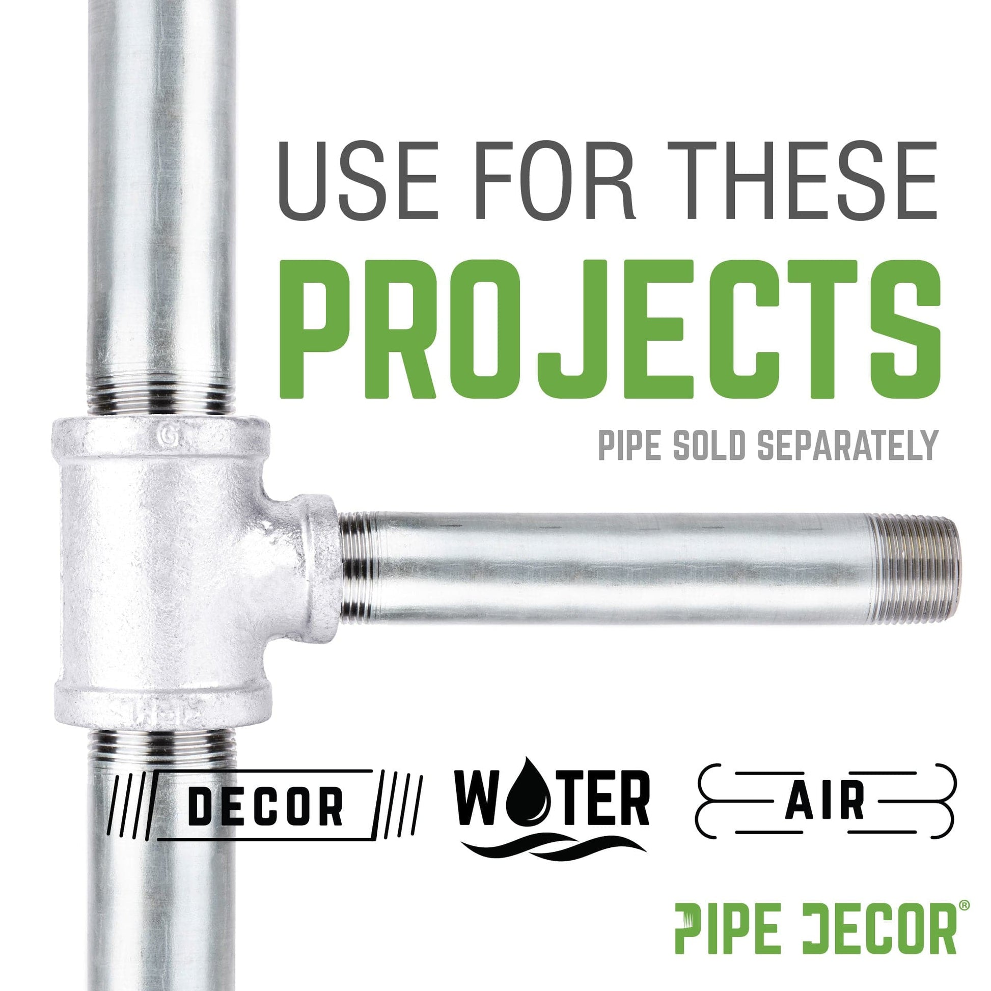 2 in. x 2 in. x 1 1/4 in. Galvanized Iron Reducing Tee PIPE DECOR