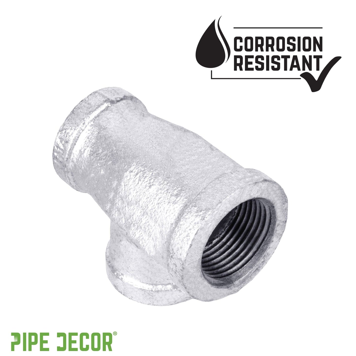 3/4 in. x 1/2 in. x 3/4 in. Galvanized Reducing Tee PIPE DECOR