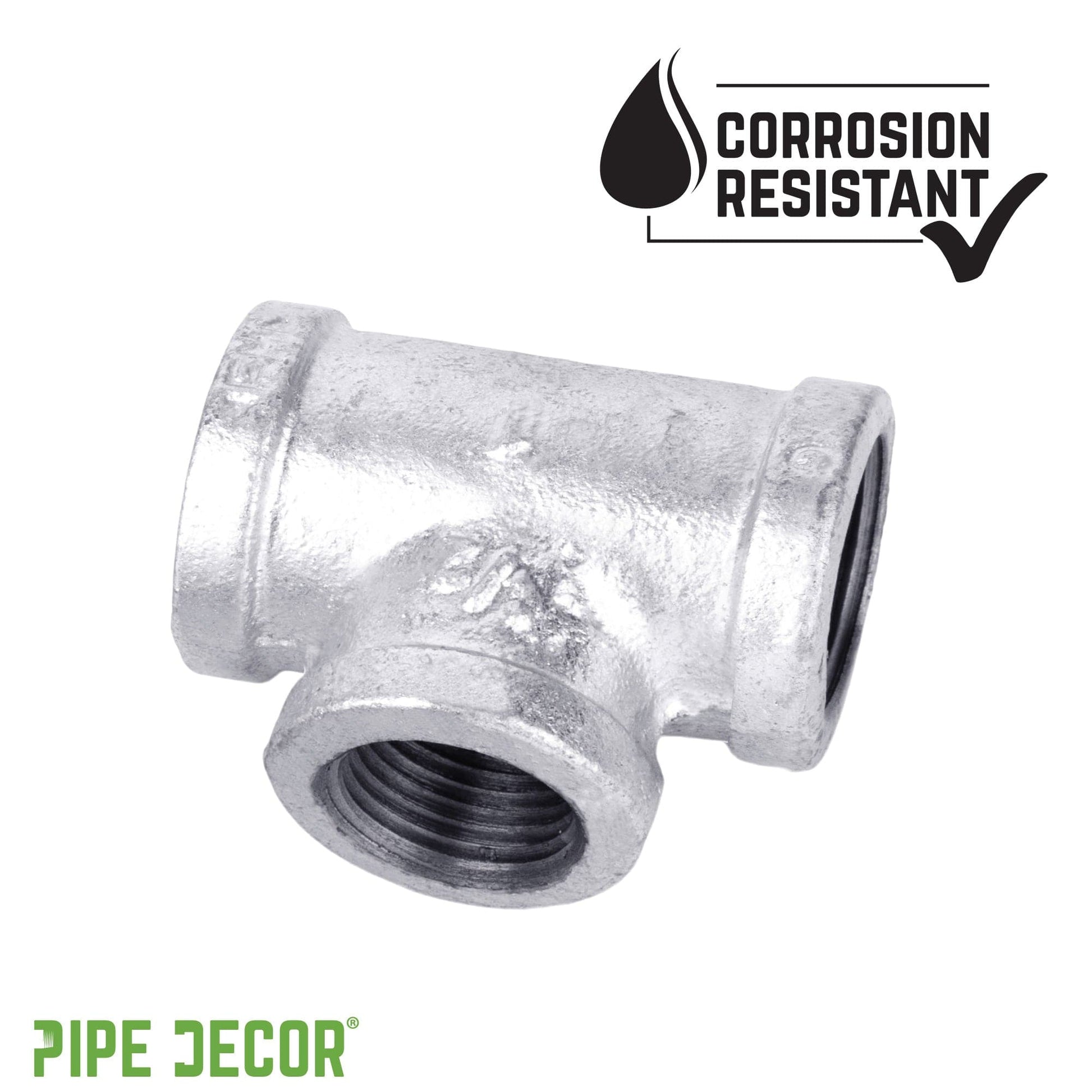 3/4 in. x 3/4 in. x 1/2 in. Galvanized Reducing Tee PIPE DECOR