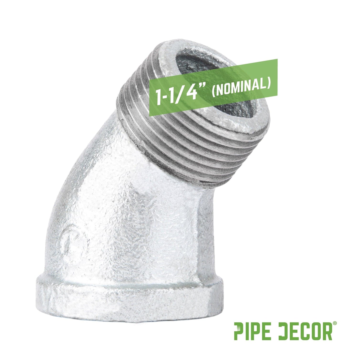 1 1/4 in. Galvanized Iron 45 Degree Street Elbow PIPE DECOR