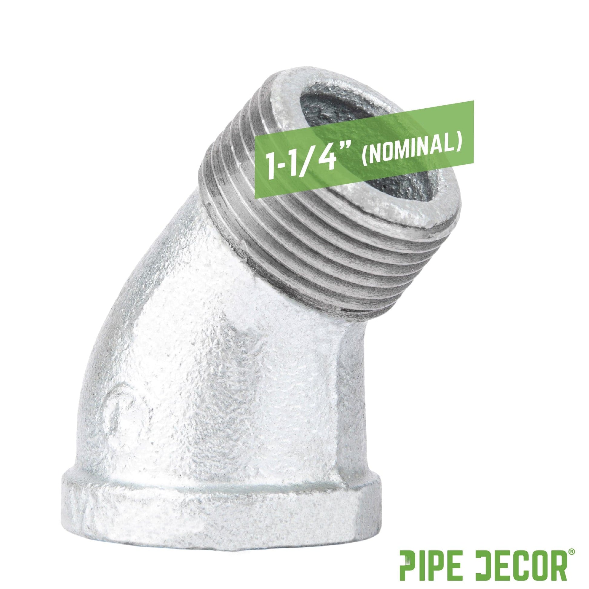 1 1/4 in. Galvanized Iron 45 Degree Street Elbow PIPE DECOR