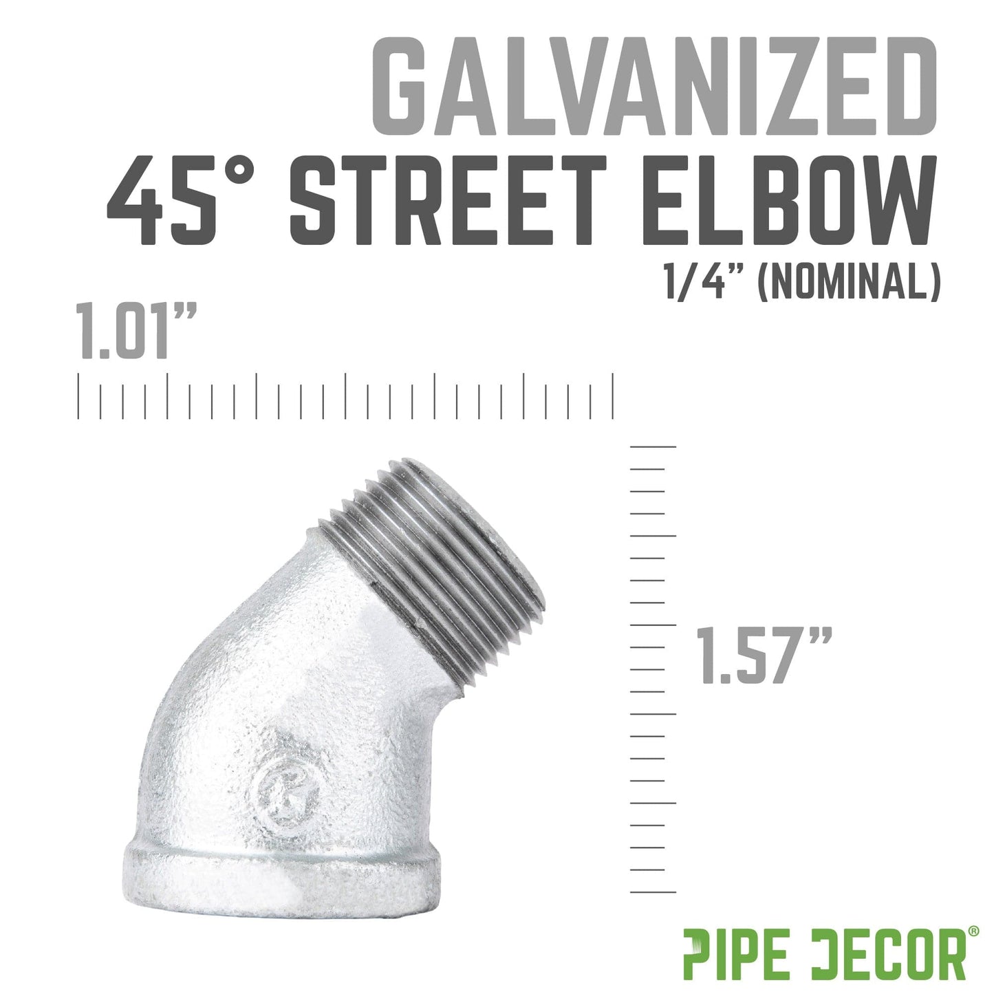 1/4 in. Galvanized Iron 45 Degree Street Elbow PIPE DECOR