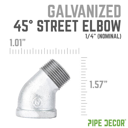 1/4 in. Galvanized Iron 45 Degree Street Elbow PIPE DECOR