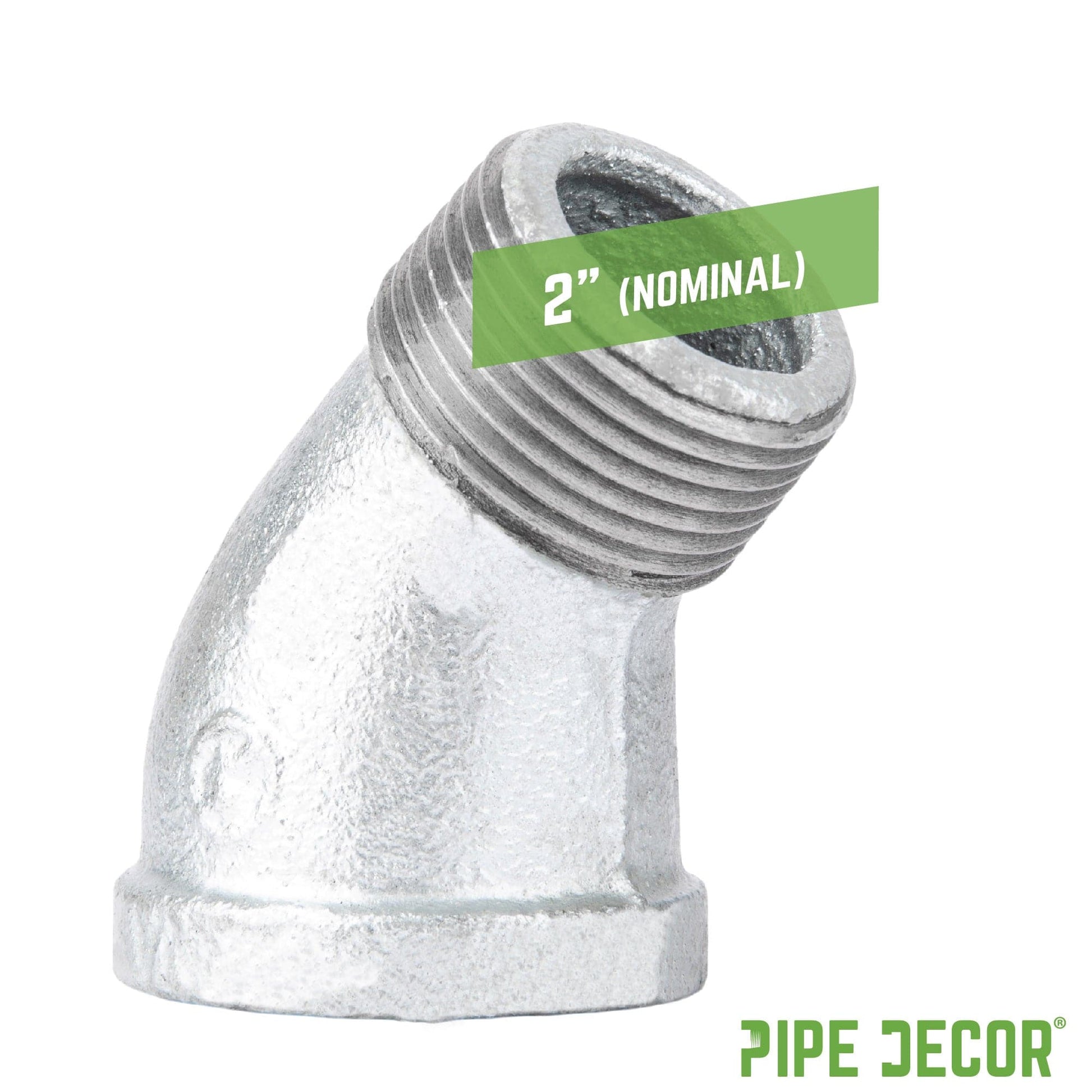 2 in. Galvanized Iron 45 Degree Street Elbow PIPE DECOR