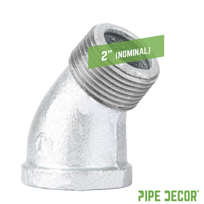 2 in. Galvanized Iron 45 Degree Street Elbow PIPE DECOR