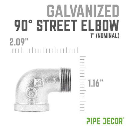 1 in. Galvanized Iron 90 Degree Street Elbow PIPE DECOR