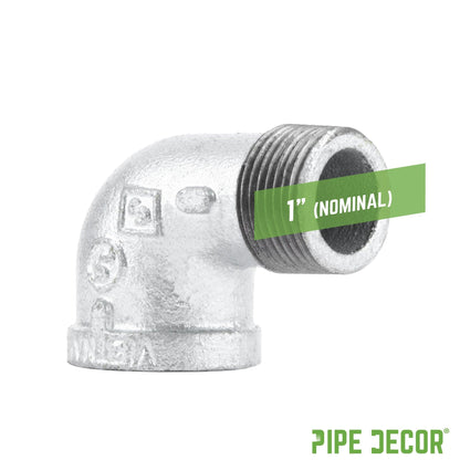 1 in. Galvanized Iron 90 Degree Street Elbow PIPE DECOR