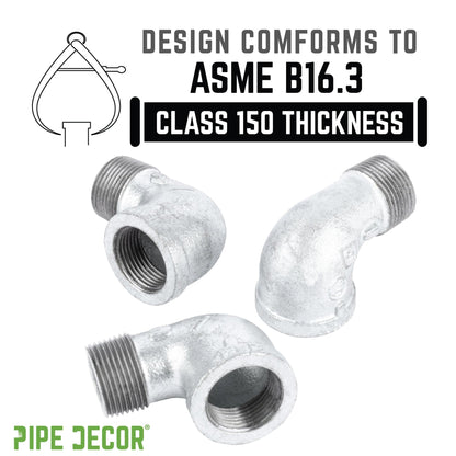 2 in. Galvanized Iron 90 Degree Street Elbow PIPE DECOR