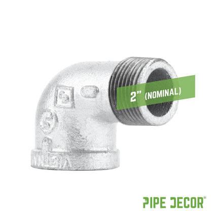 2 in. Galvanized Iron 90 Degree Street Elbow PIPE DECOR