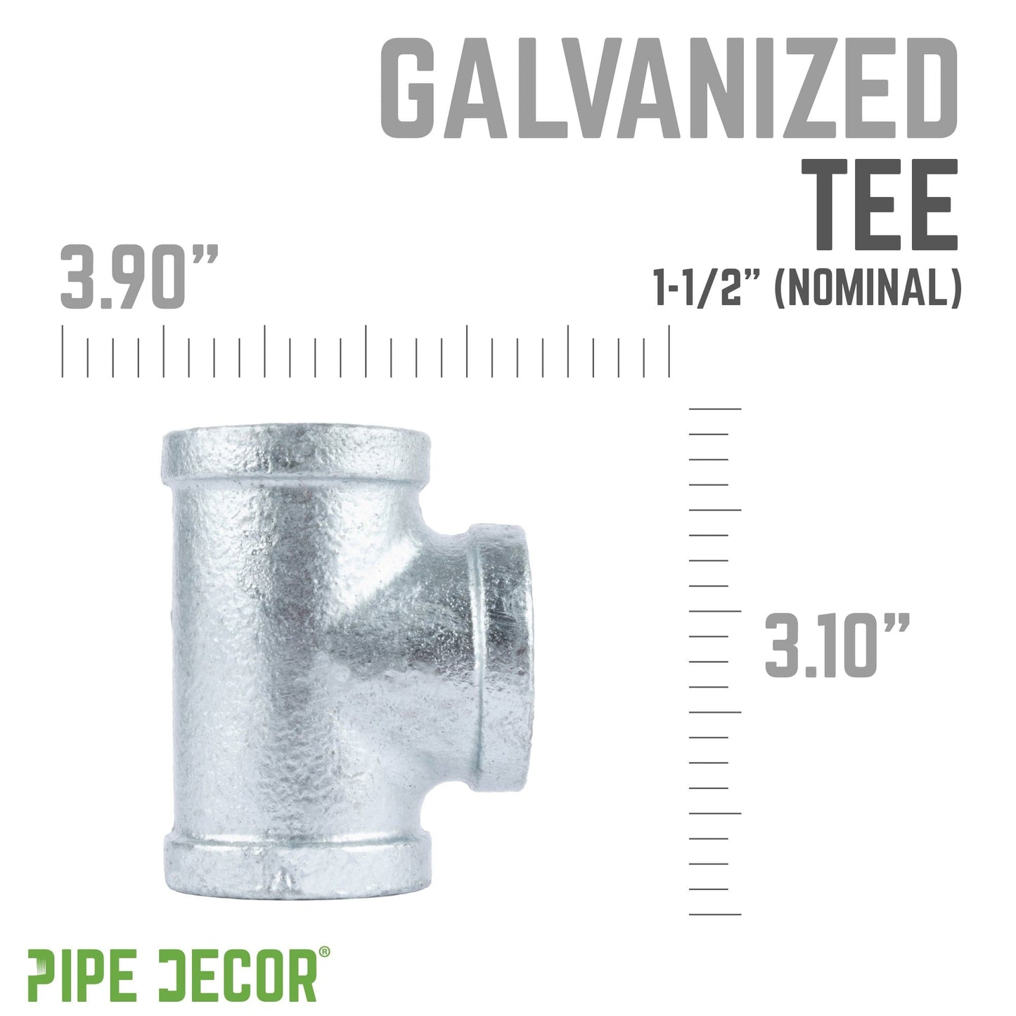 1 1/2 in. Galvanized Iron Tee PIPE DECOR