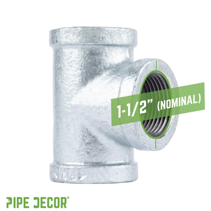 1 1/2 in. Galvanized Iron Tee PIPE DECOR