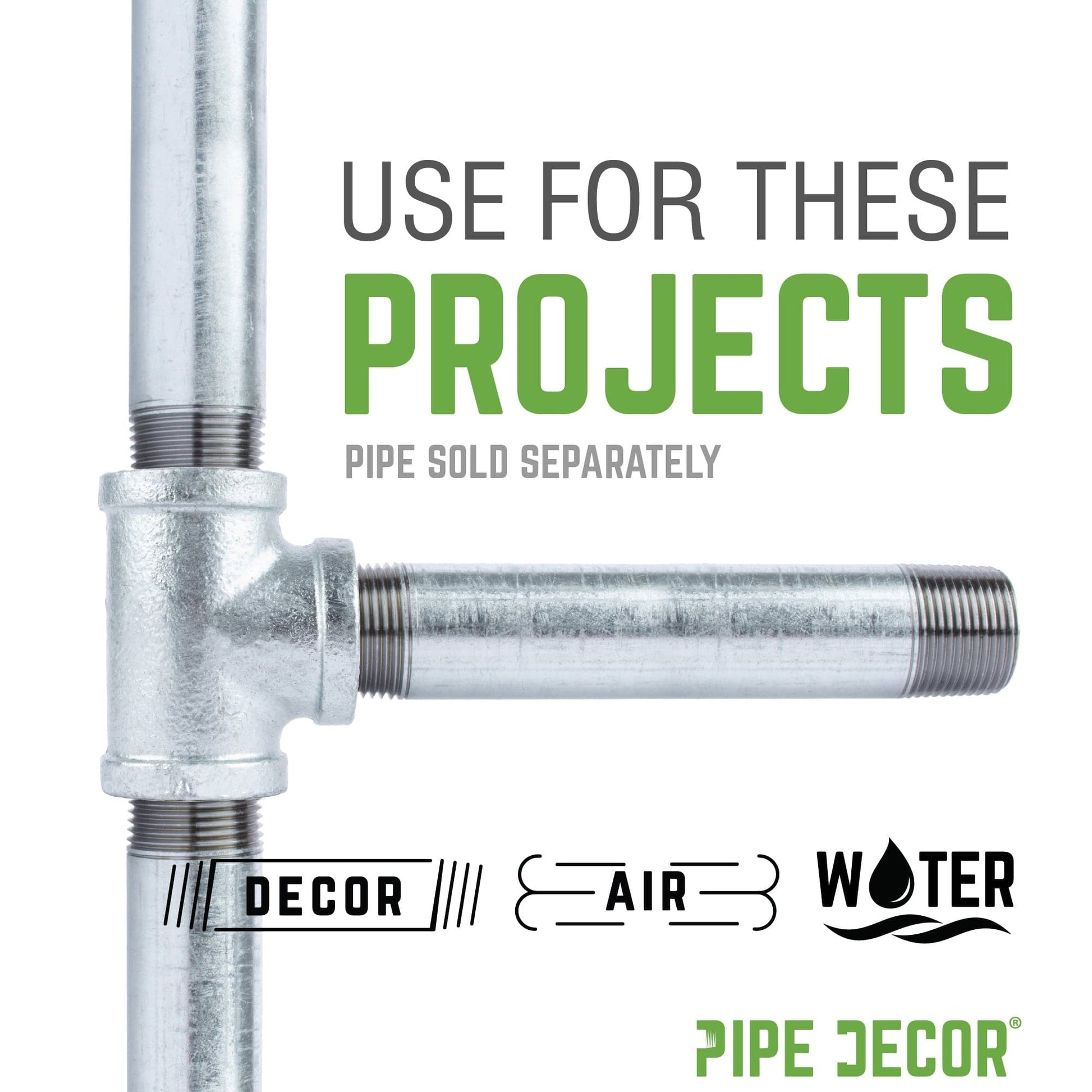 1 1/2 in. Galvanized Iron Tee PIPE DECOR