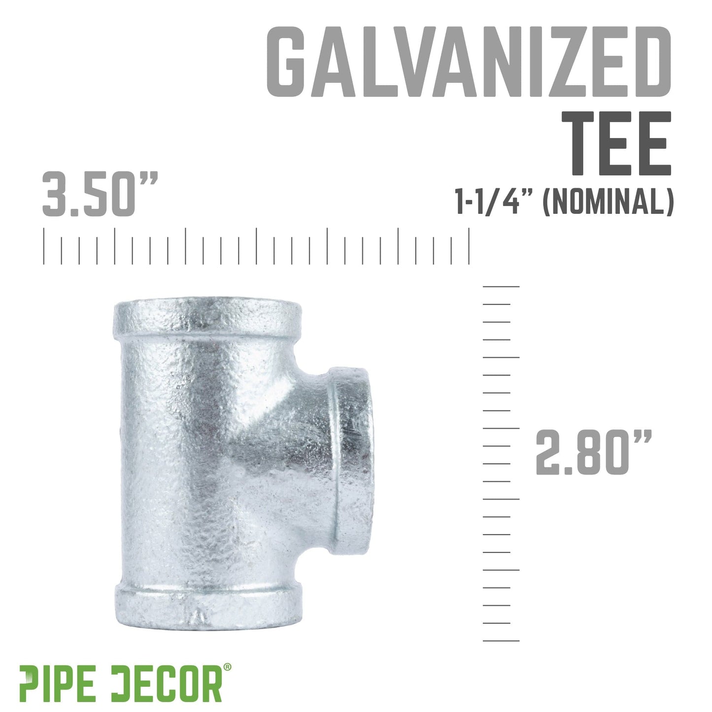 1 1/4 in. Galvanized Iron Tee PIPE DECOR