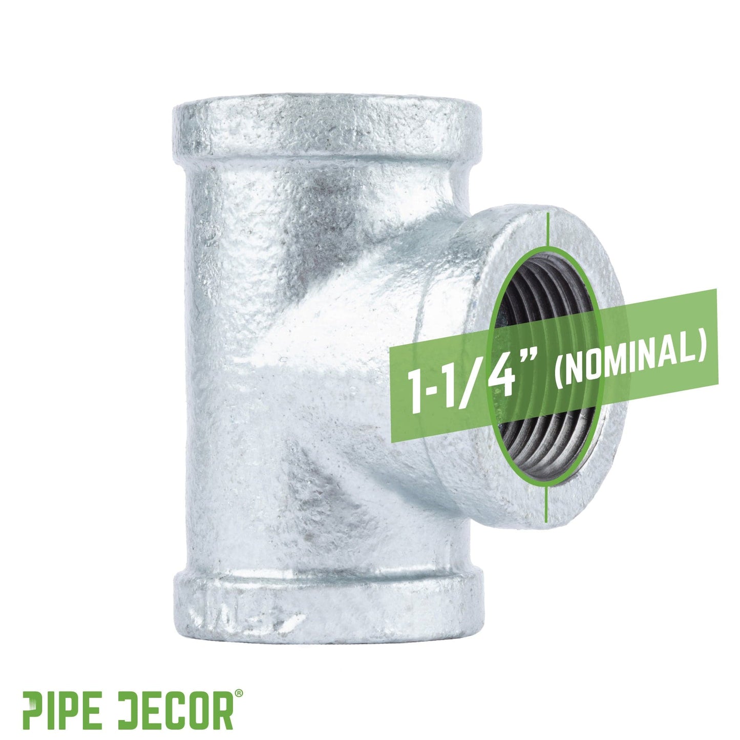 1 1/4 in. Galvanized Iron Tee PIPE DECOR