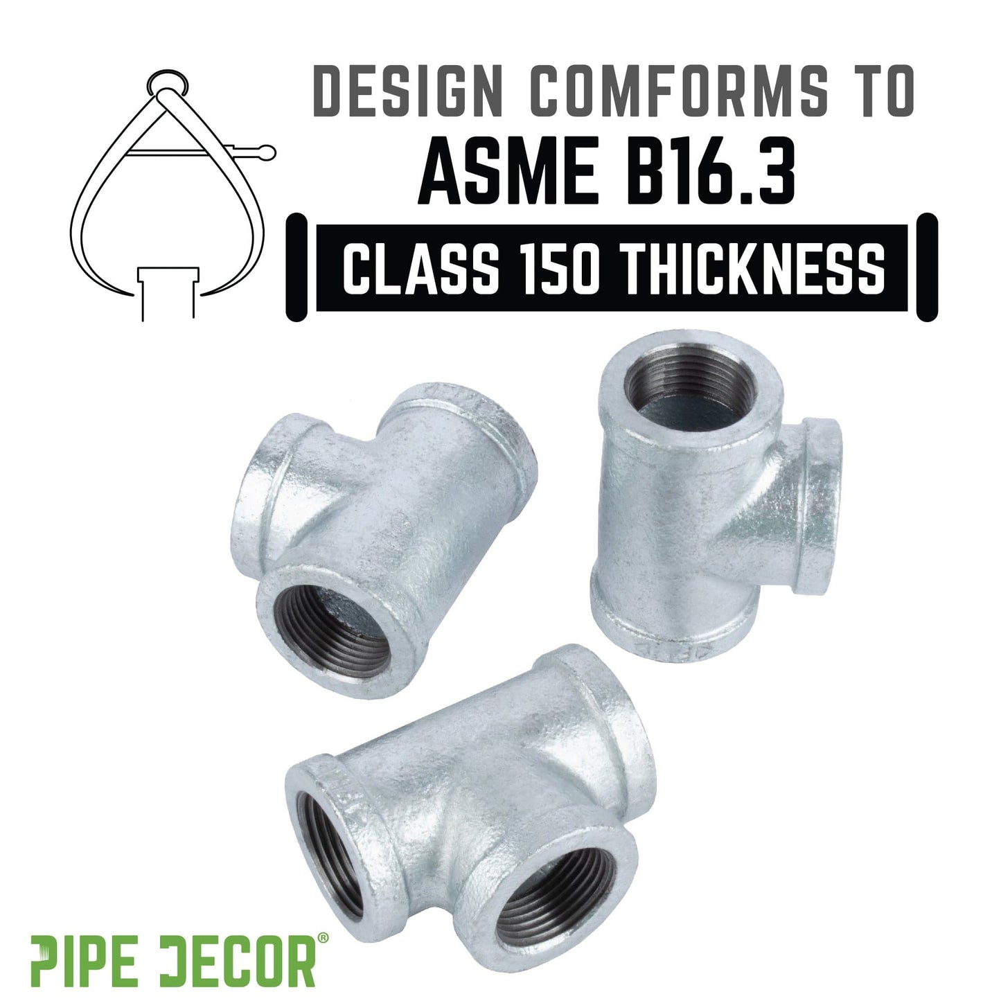1/2 in. Galvanized Iron Tee PIPE DECOR