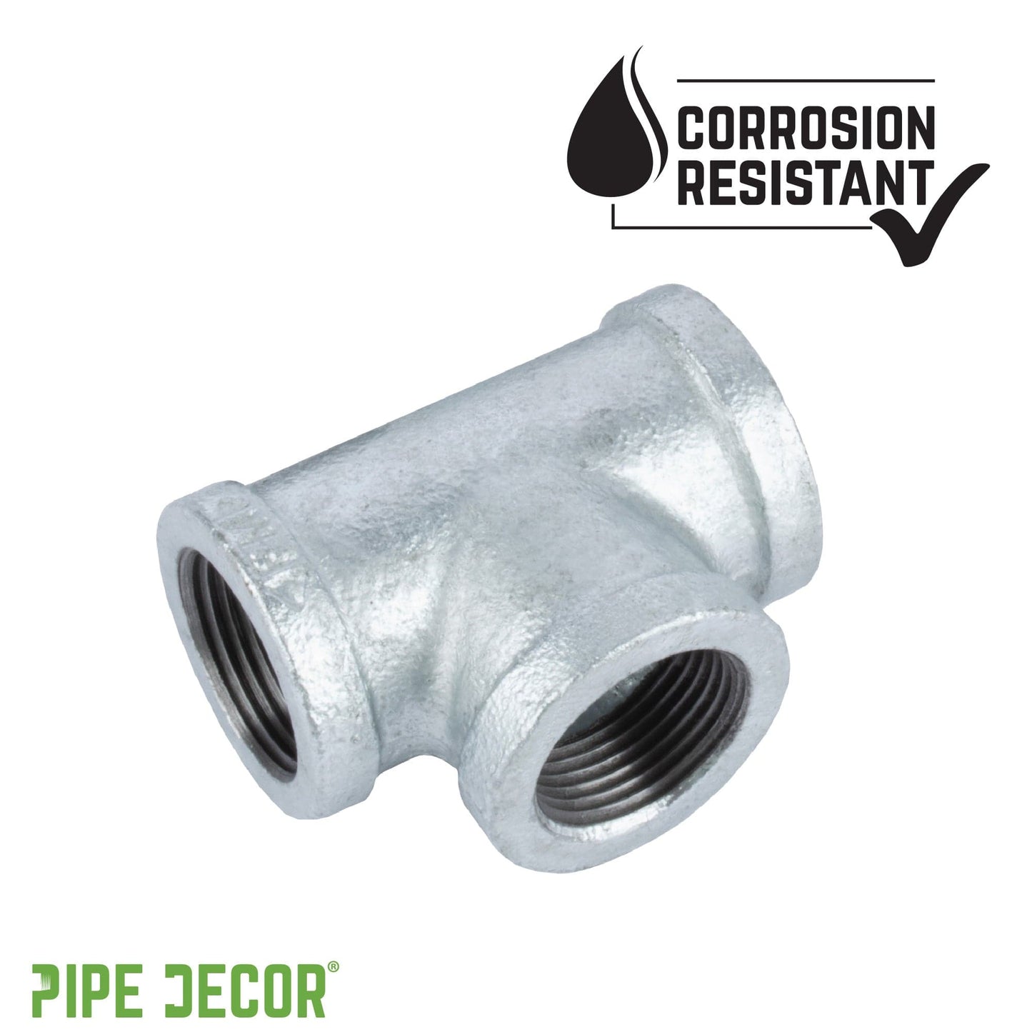 1/4 in. Galvanized Iron Tee PIPE DECOR