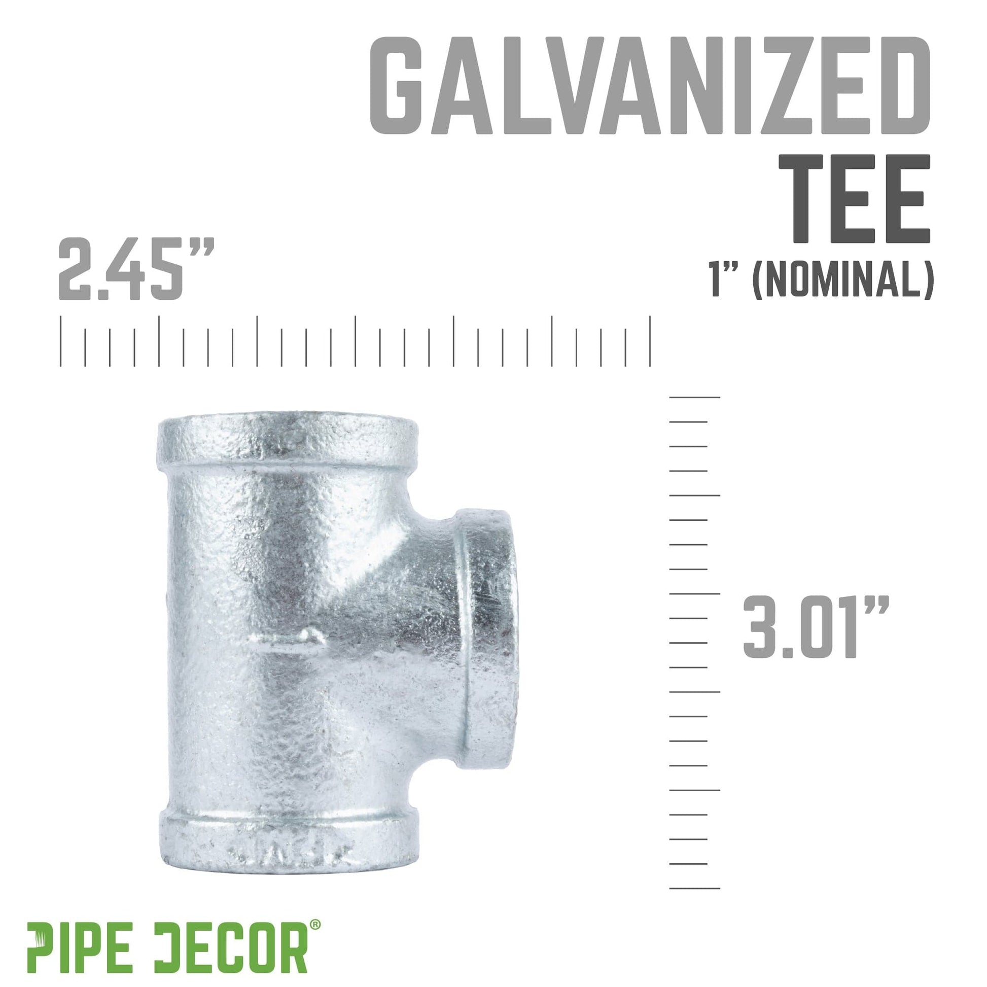 1 in. Galvanized Iron Tee PIPE DECOR