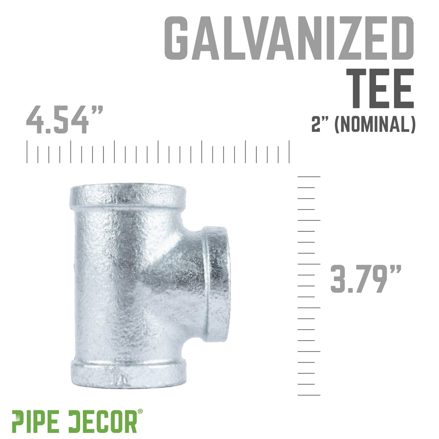 2 in. Galvanized Iron Tee PIPE DECOR