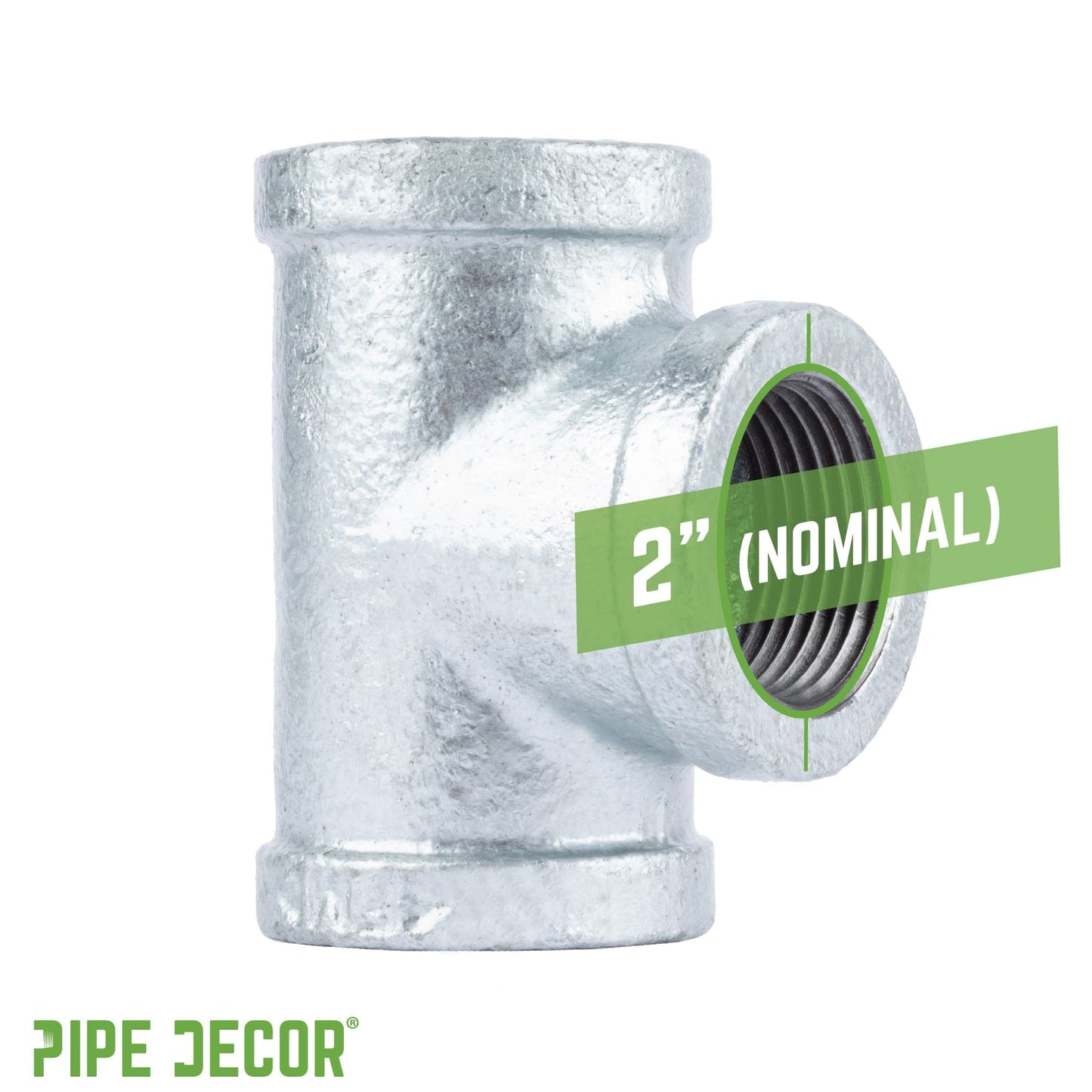 2 in. Galvanized Iron Tee PIPE DECOR