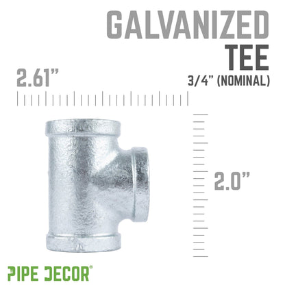 3/4 in. Galvanized Iron Tee PIPE DECOR