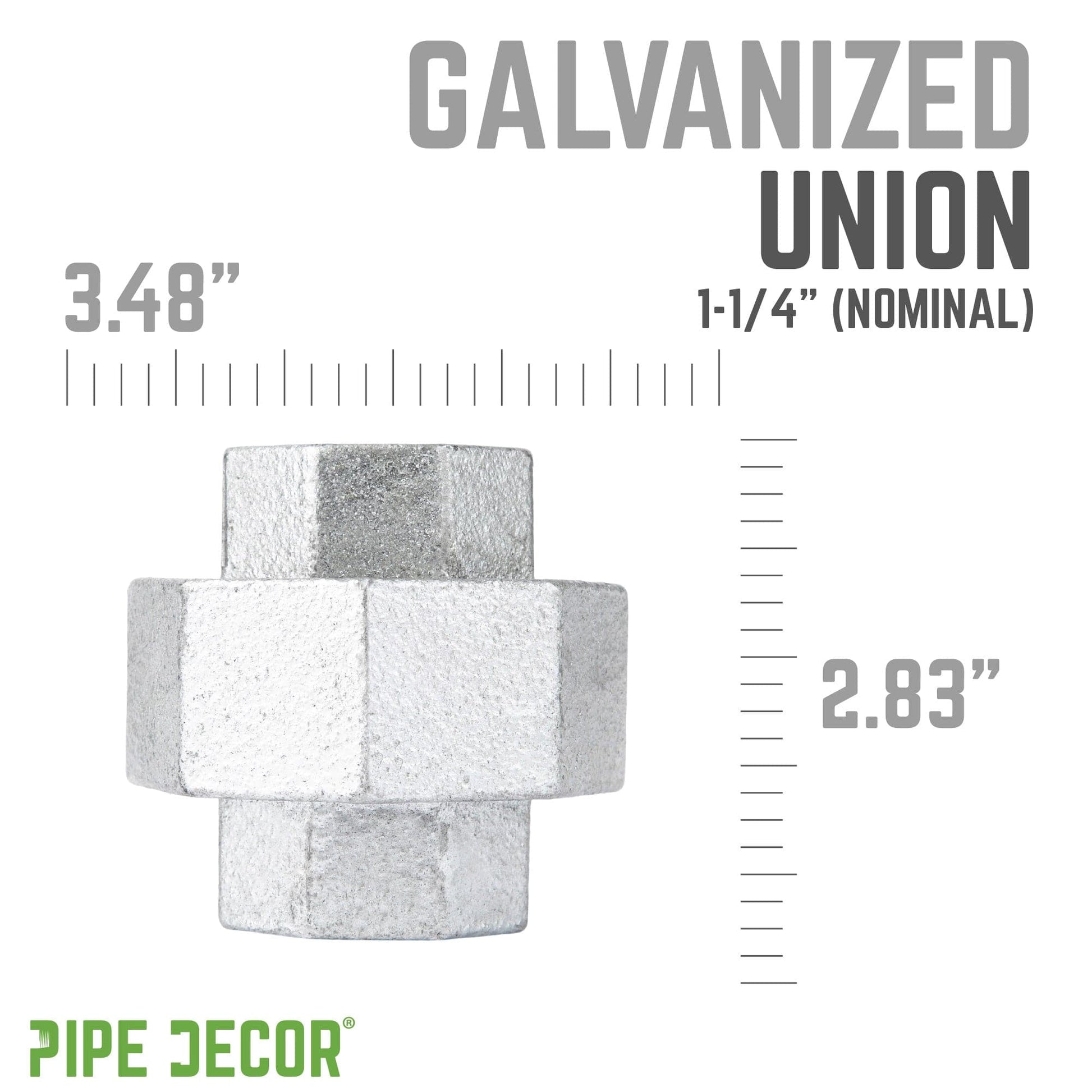 1 1/4 in. Galvanized Iron Union PIPE DECOR