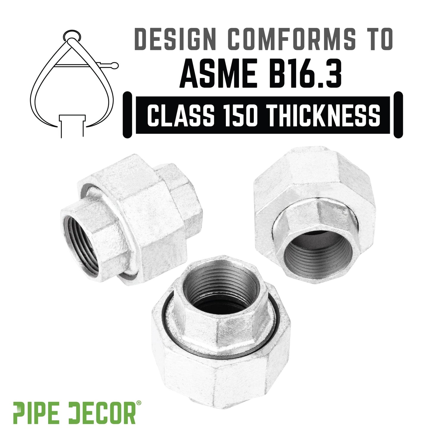 2 in. Galvanized Iron Union PIPE DECOR