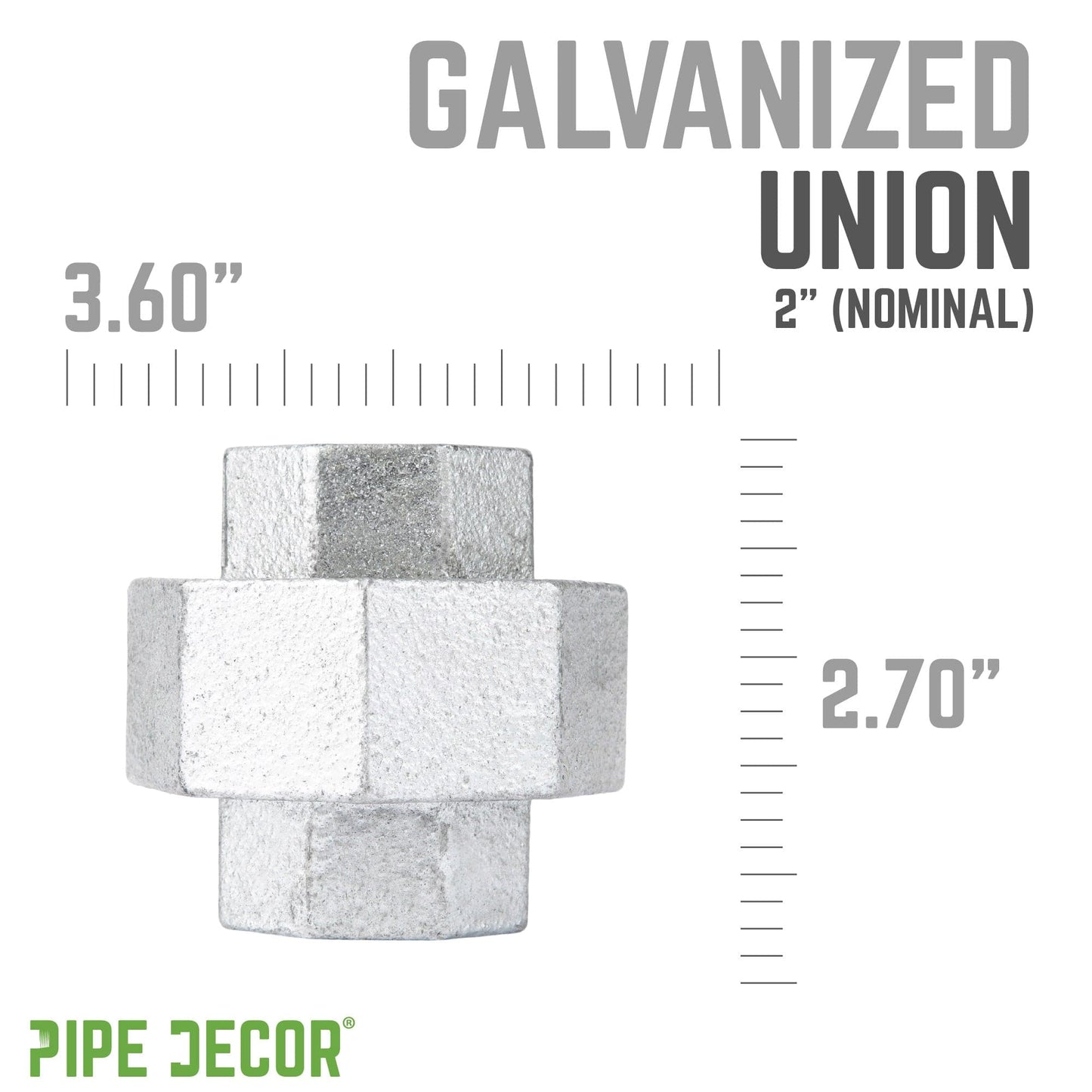 2 in. Galvanized Iron Union PIPE DECOR