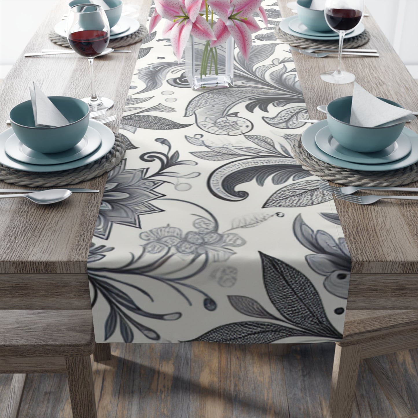 Elegant Floral Table Runner for Home Décor, Dining, Weddings, Parties, Outdoor Events, Gift Idea Grayceful LLC