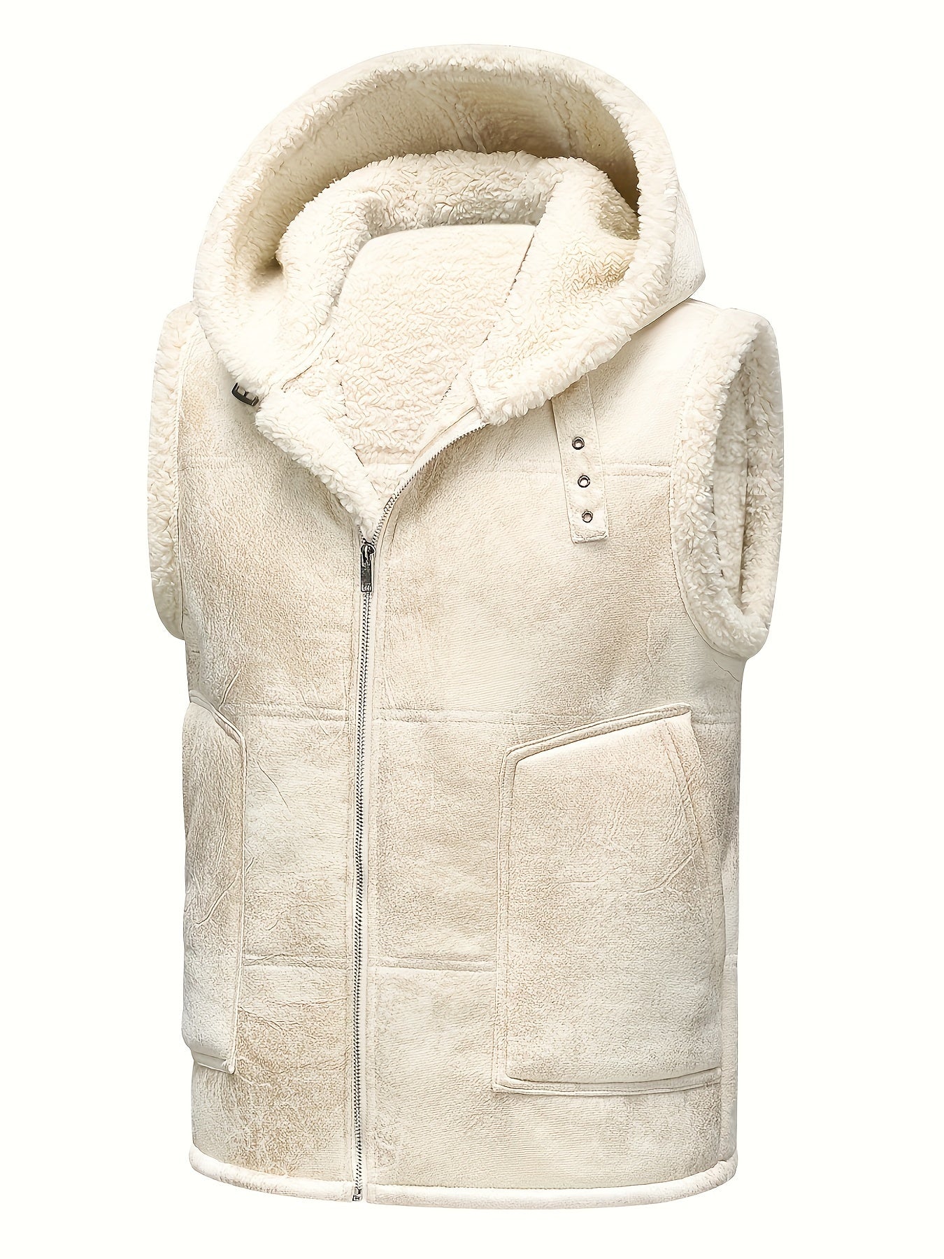 Men's Faux Fur-Lined Hooded Vest, Thickened and -Lined, Fashionable Windproof and Warm Outer Jacket for Men NovaCart