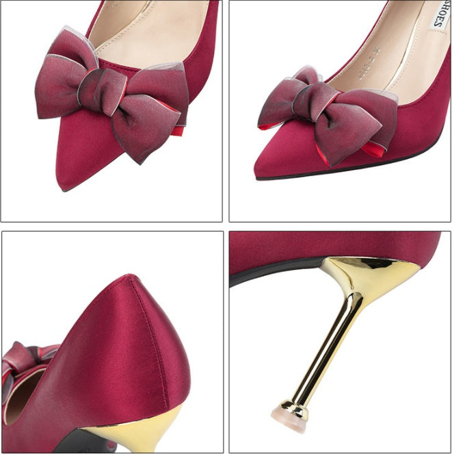 Sexy High Heels Stiletto Bow Women's Single Shoes See size chart under “more details” The Fashion Celestial