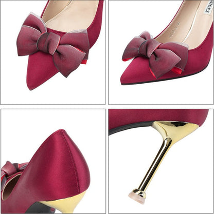 Sexy High Heels Stiletto Bow Women's Single Shoes See size chart under “more details” The Fashion Celestial