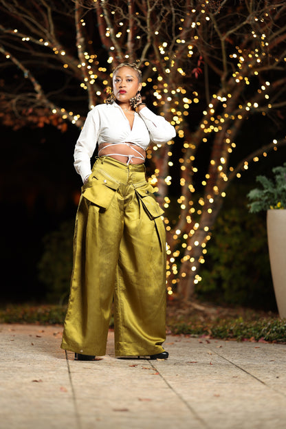 Chartreuse Luxe Cargo Pants The Bella Noire Store
