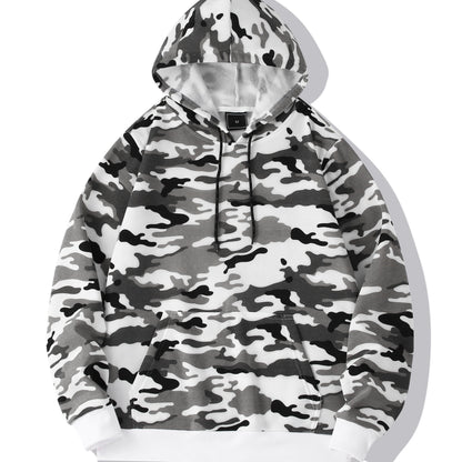 Men's Camouflage Loose Pullover Hooded Fleece Sweatshirt for Autumn And Winter, Hooded, Fleece NovaCart