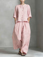 Three-Quarter Sleeve Shirt & Loose Trousers Two-Piece Set FitiqueFit