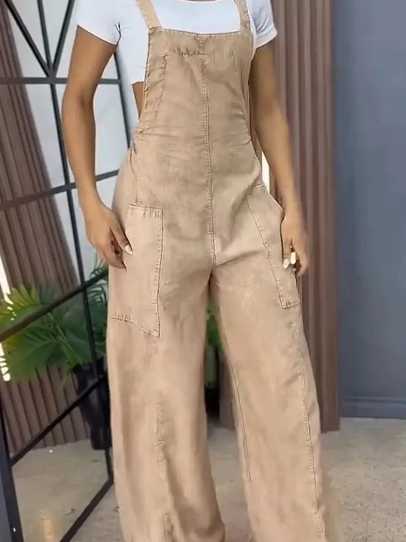 Full Size Vintage Wash Wide Leg Denim Overalls Plus Size New Era Fashion LLc