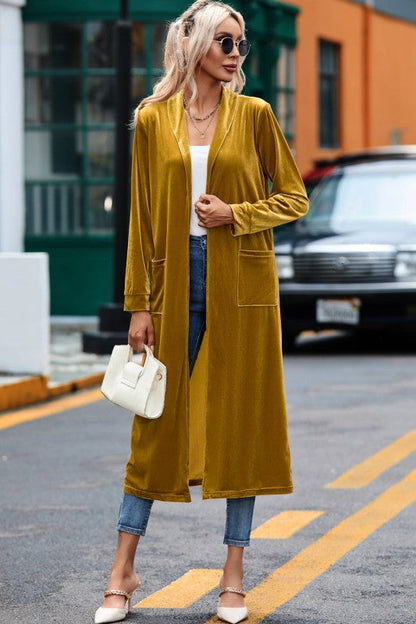 Velvet Open-Front Pocketed Cardigan Shop Style & More | Fresh Looks, Everyday Deals & Free Shipping