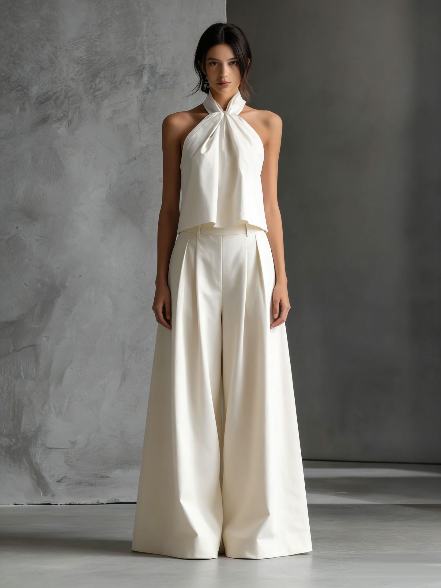 Loose-Fitting Sleeveless Top and Wide-Leg Pants Two-Piece Set. FitiqueFit