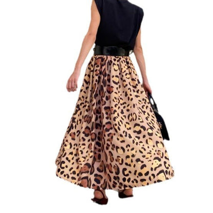 Women's All-match Leopard Print Elegant Big Hem Skirt Grayceful LLC