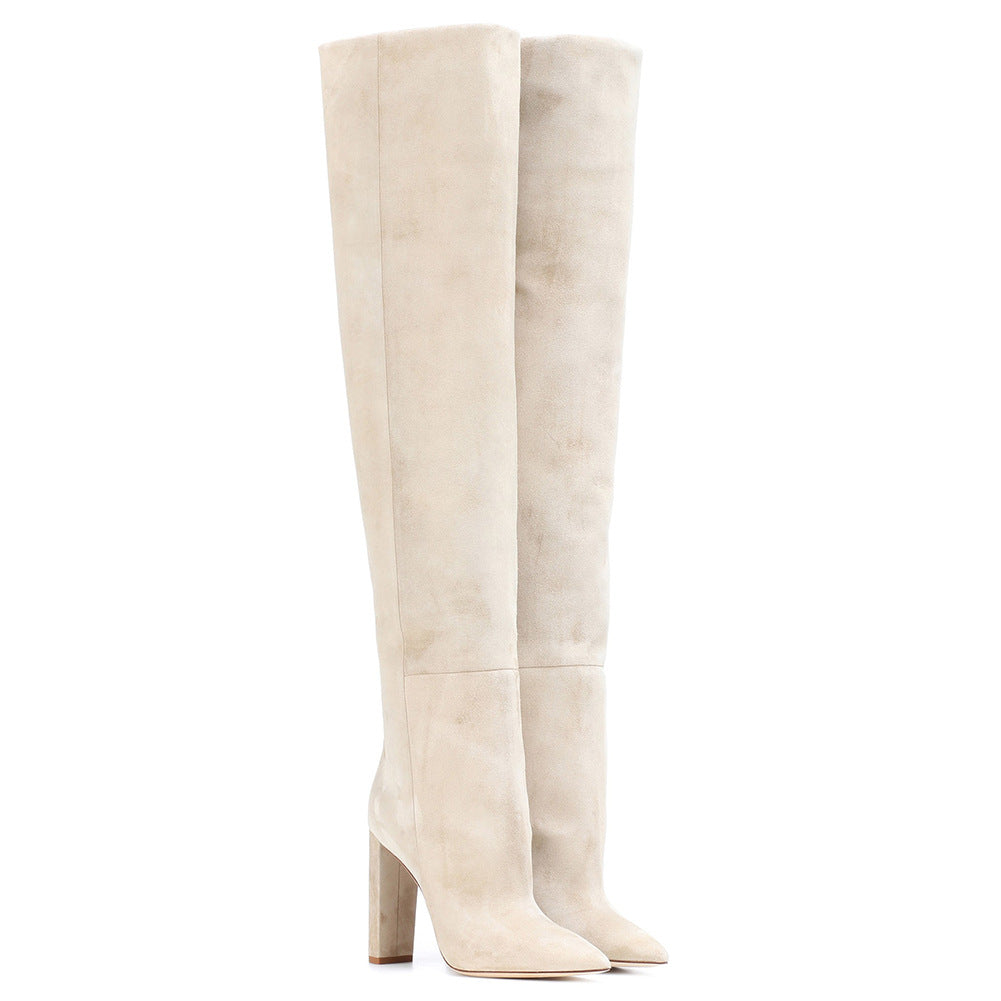 Pointed chunky heel pleated knee high boots See size chart under “more details” The Fashion Celestial