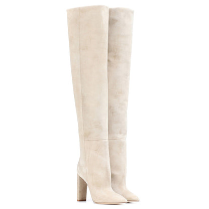 Pointed chunky heel pleated knee high boots See size chart under “more details” The Fashion Celestial