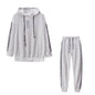 Solid Color Striped Casual Hoodie Two-piece Set See size chart under “more details” The Fashion Celestial