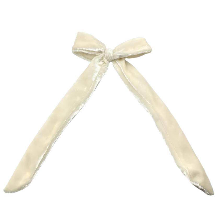 Ivory Crushed Velvet Christmas Bow Enchanted Scrunch