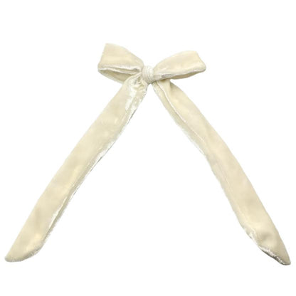 Ivory Crushed Velvet Christmas Bow Enchanted Scrunch
