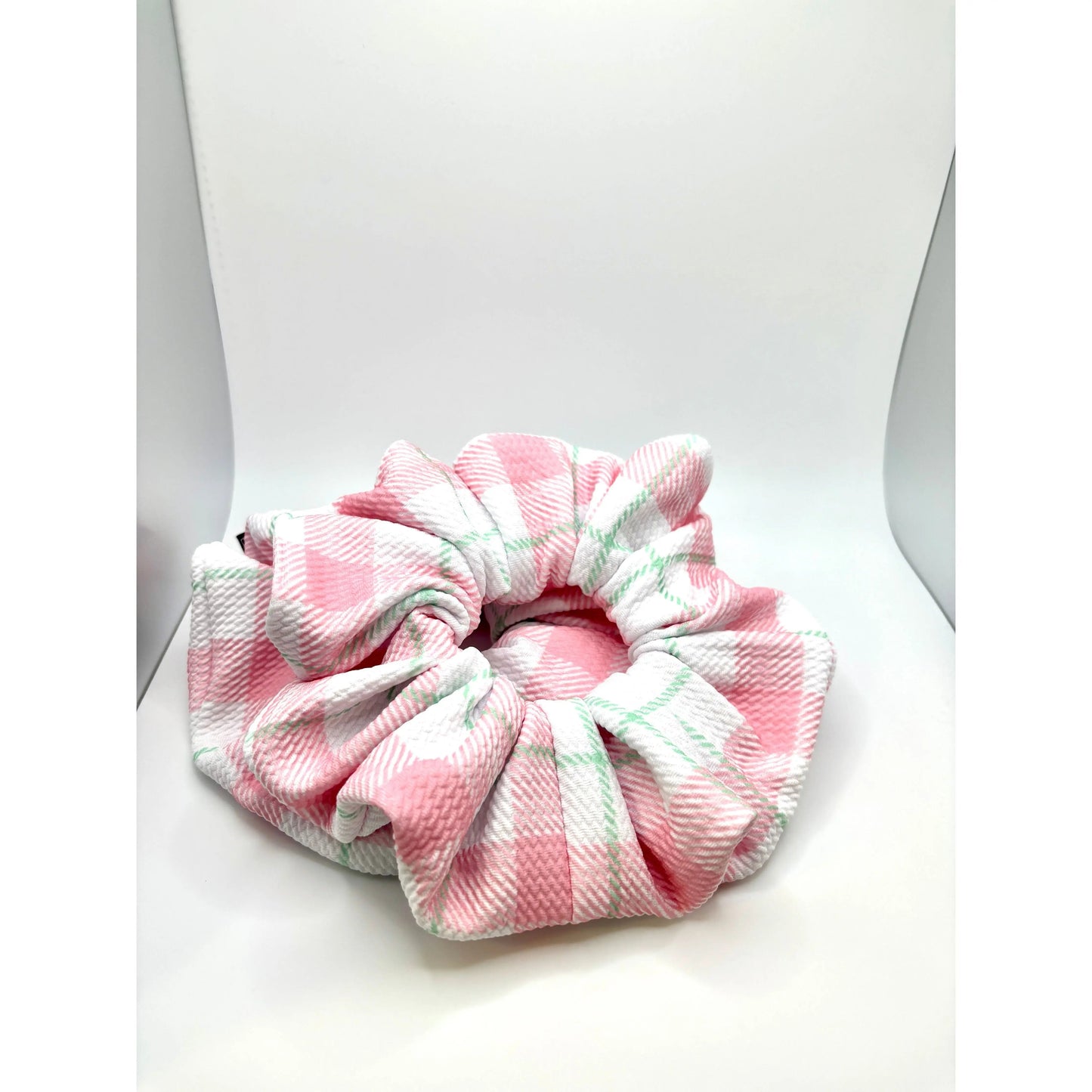 Pink & Green Plaid Spring Bullet Scrunchie Enchanted Scrunch
