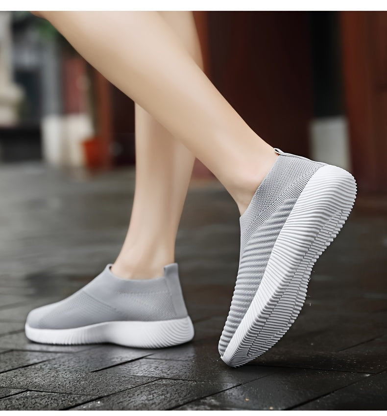 Women'S Lightweight Slip-On Sneakers, Solid Color Fabric Upper, Round Toe, MD Sole, Low Top, All-Season Casual Shoes for Running, Fitness, Dance, Walking, Travel NovaCart