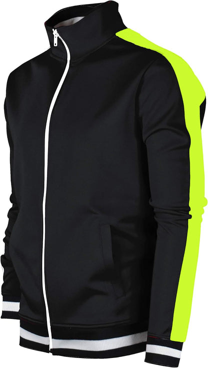 -TRACK JACKET Mens Urban Hip Hop Premium Track Jacket - Slim Fit Side Taping Sportswear Urbanwear Streetwear Top