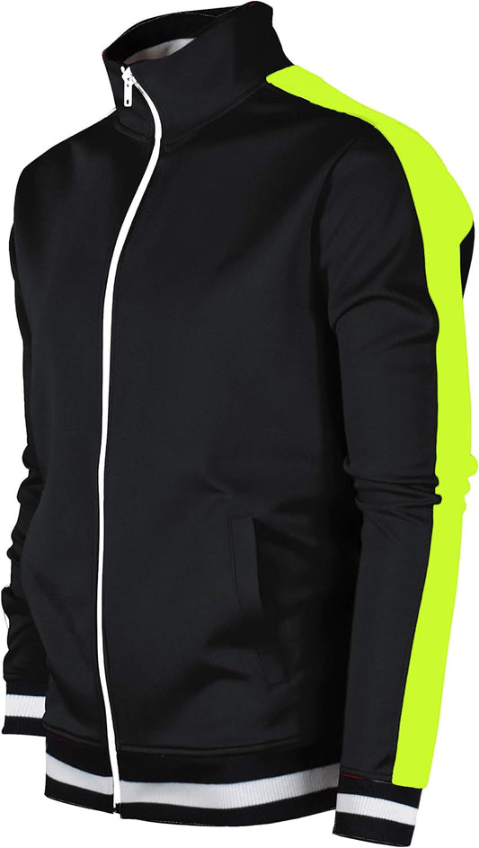 -TRACK JACKET Mens Urban Hip Hop Premium Track Jacket - Slim Fit Side Taping Sportswear Urbanwear Streetwear Top
