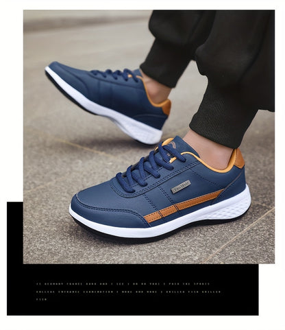 VanWeir Lightweight Men'S Shoes | Navy Blue/White, Lace-up sneakers with MD/TPR Sole, Breathable Fabric Lining for Outdoor, Hiking & Casual Wear NovaCart
